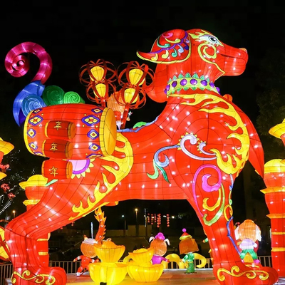 โคมไฟผ้าไหมจีนกันน้ำกลางแจ้งขนาด 60 ซม. - 30 ม. สำหรับการแสดงเทศกาล