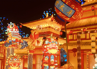 Golden Chinese Style Architectural Lantern Display Large Scale Exhibition