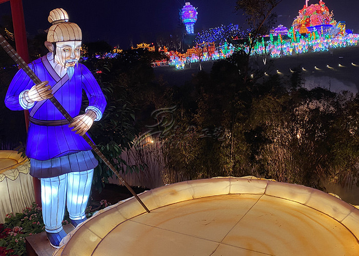 Blue Legendary Figures Handcrafted colorful Lanterns Decorate Amusement Theme Park