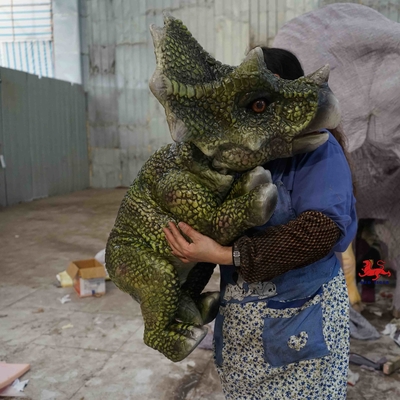 Lightweight Soft Realistic Hand Puppet , Triceratops Hand Puppet