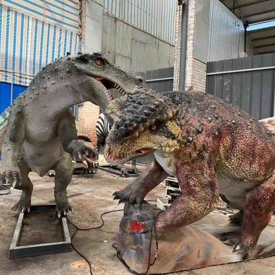 Theme Park  Realistic Animatronic Dinosaur Scutosaurus VS Gorgonops  With Movement And Sound Customization