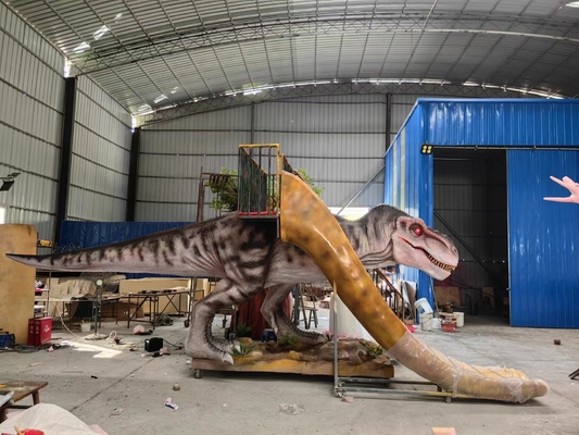 T-Rex Slid With Stair Playground Equipment Fiberglass Dinosaur Slides