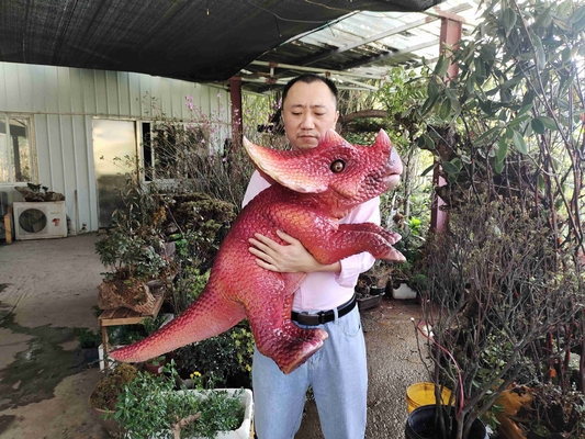 Red Baby Customization Dino Hand Puppet For Amusement Park
