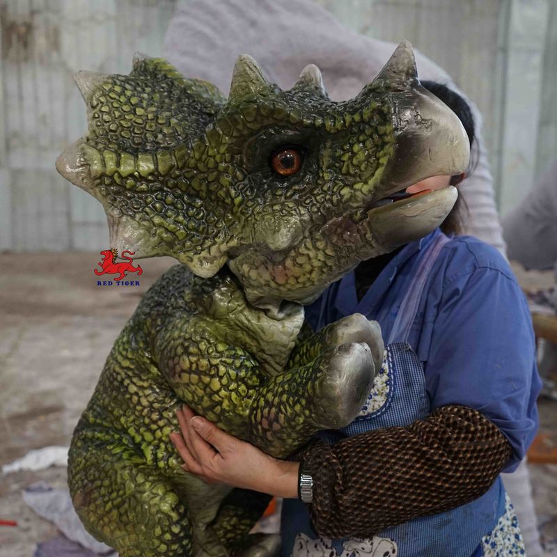 Realistic Animal Puppets Lightweight Soft Realistic Hand Puppet , Triceratops Hand Puppet