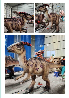 4M Long Lifelike Animatronic Roaring Parasaurolophus با دهان باز و چشمک زدن