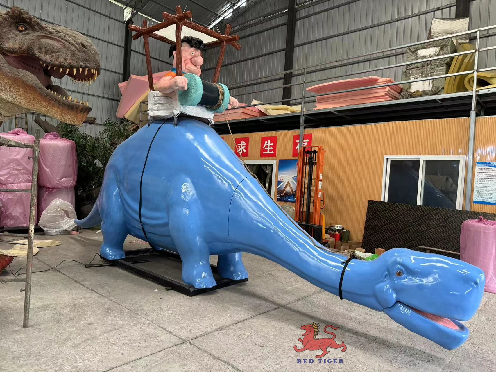 Fiberglass Cartoon Dinosaur Animatronic Ride on Dinosaur